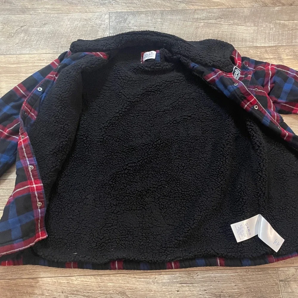 Hurley Men Sherpa Lined Plaid Flannel Shirt Jacket Red Blue Black HFA21SMJ-02880